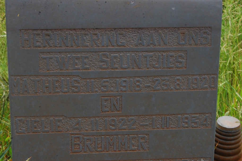 BRUMMER Matheus 1918-1920 :: BRUMMER Gielie 1922-1934