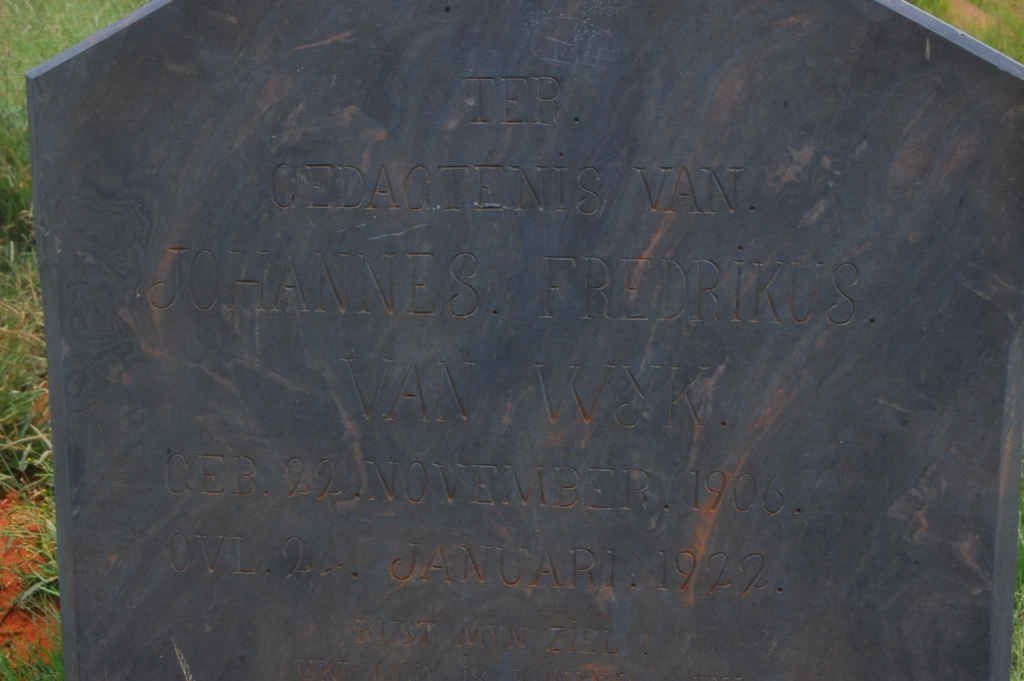 WYK Johannes Fredrikus, van 1906-1922