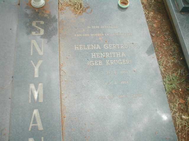 SNYMAN Helena Gertruida Henritha KRUGER 1909-1994