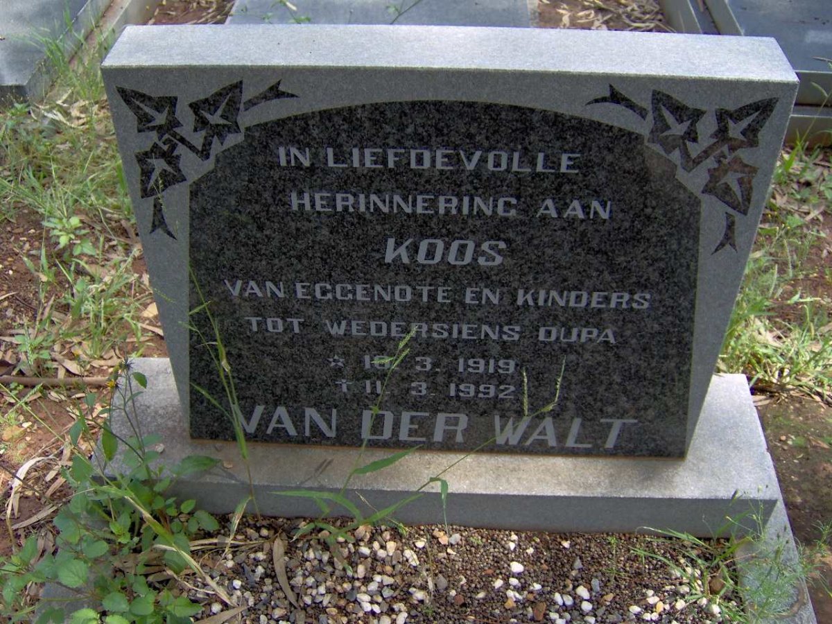 WALT Koos, van der 1919-1992