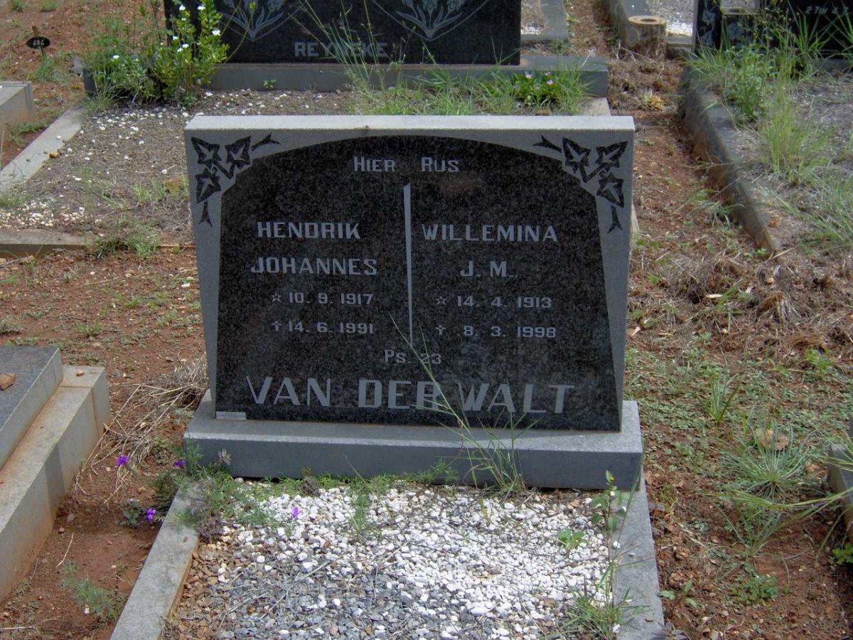 WALT Hendrik Johannes, van der 1917-1991 &amp; Willemina J. M. 1913-1998
