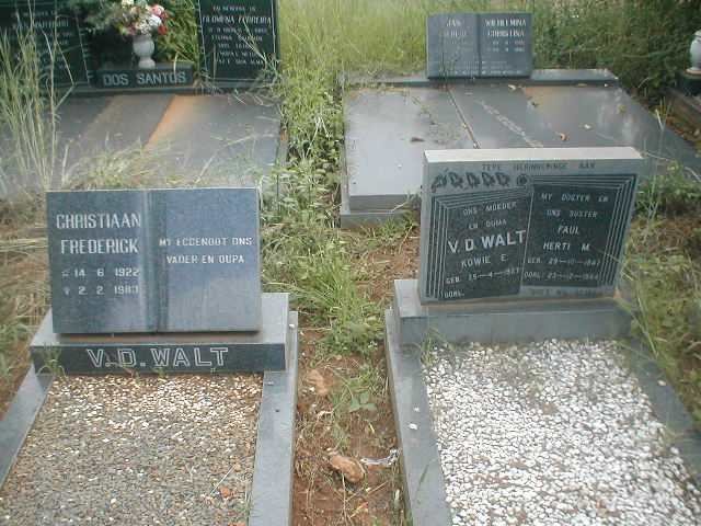 WALT Christiaan Frederick, v.d. 1922-1983, V.D. WALT ?owie E. 1927 - &amp; ?aul Herti M. 1947-1984
